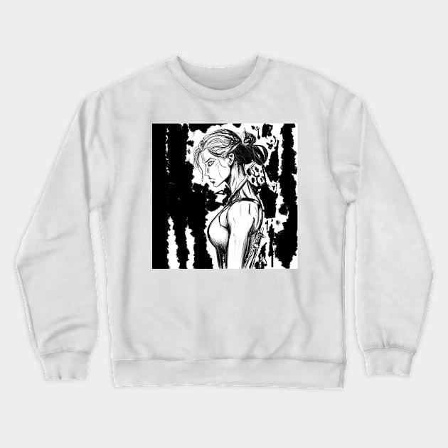 adventure woman ecopop sketch art Crewneck Sweatshirt by jorge_lebeau